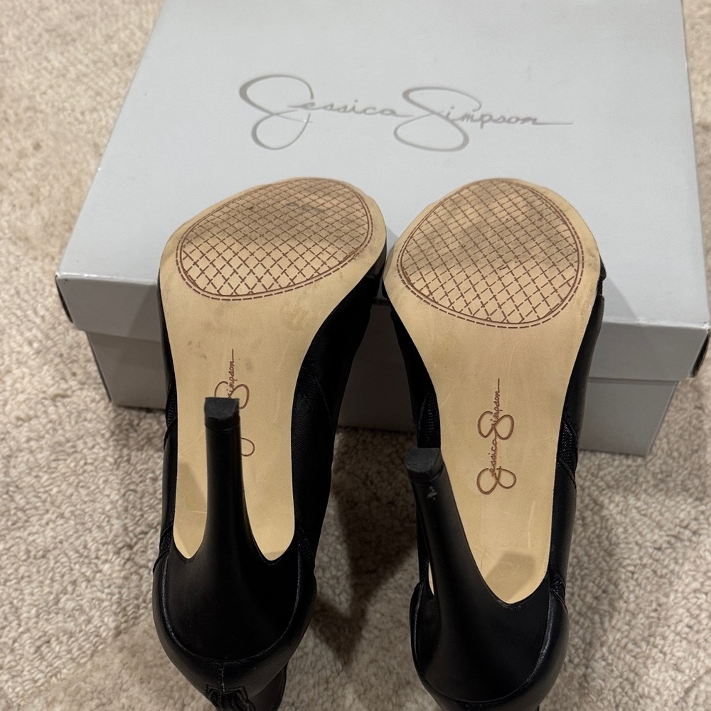 Jessica Simpson Black Peep-Toe Heeled Boots - Picture 4 of 4